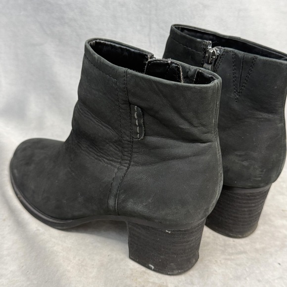 Rockport Boots Womens Size 10 Black Leather Ankle Zip Block Heel CG4150 - Picture 3 of 12